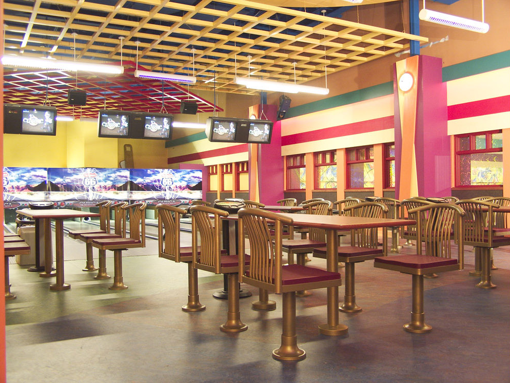Highway 66 mini bowling area tables
